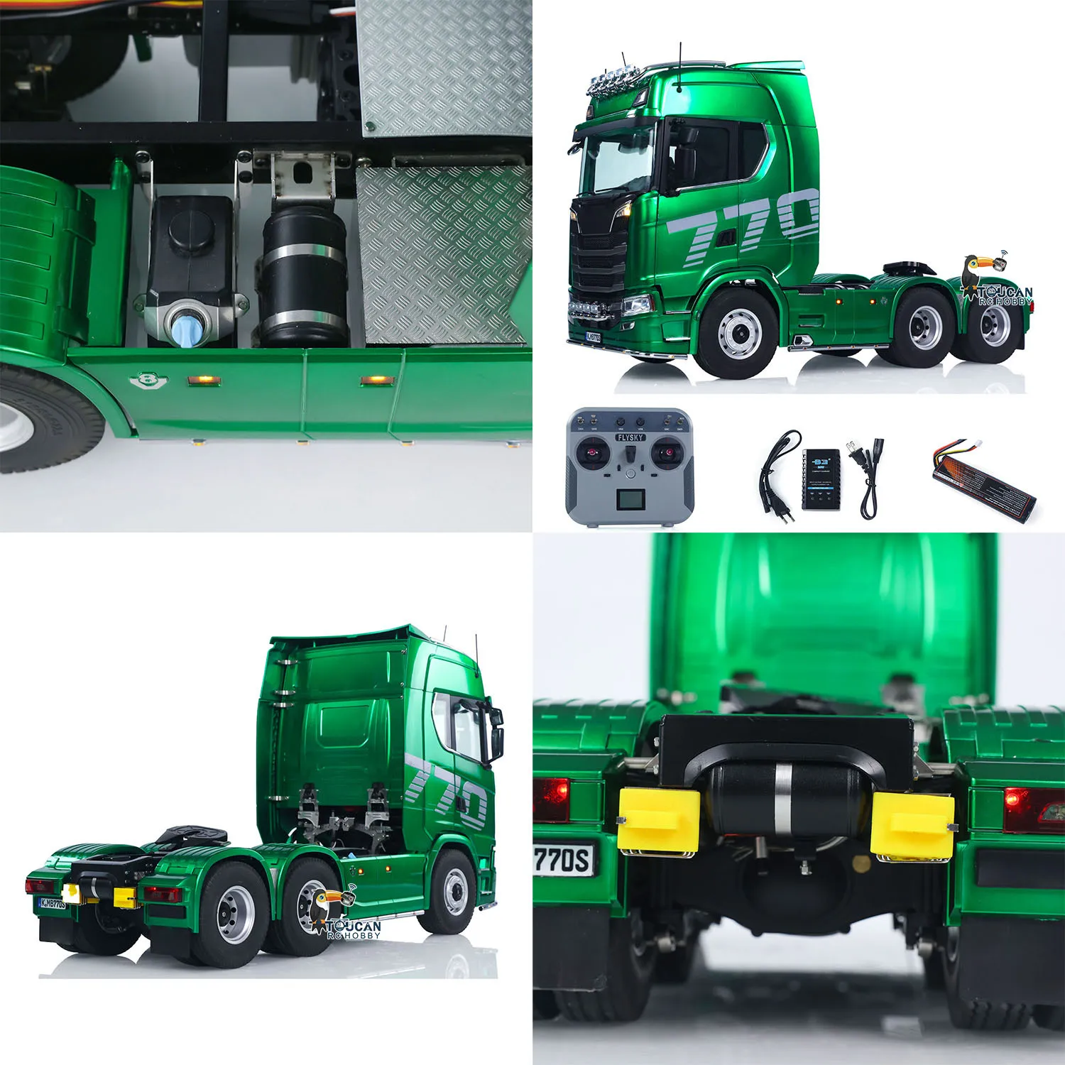 1/14 kabolite rc caminhão trator sc 770s 100 6x6 2 velocidades romote controle veículo eixo fechaduras chassi de metal ferroviário porta aberta brinquedo rtr