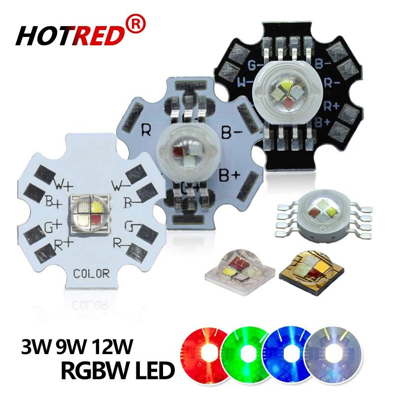 Lumières de scène à puce colorée, LED RGB, RGBW, RGBWY, RGBWYV, 3W, 4W, 5W, 6W, 15W, 18W, CRE, 10W, XLM, haute puissance, perle, 4 broches, 6