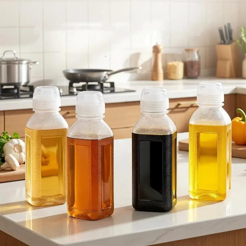 5Pcs 300/500ml Squeeze Seasoning Bottles High Temp Oil Resistant Oil Control Soy Sauce Dispenser Multifunctional Kitchen Supply