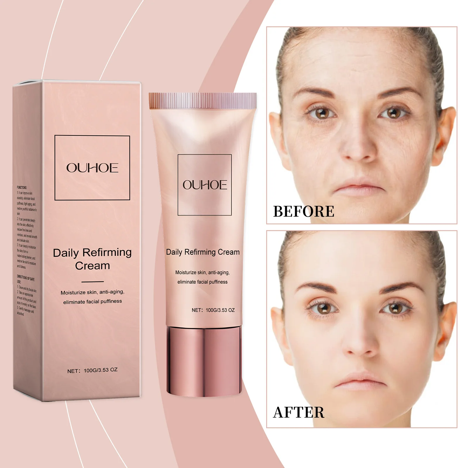 데일리 퍼밍 크림 - 깊은 수분 공급을 위한 안티에이징 페이스 모이스처라이저 - 리프팅 및 주름 감소 - 100g/3.53oz