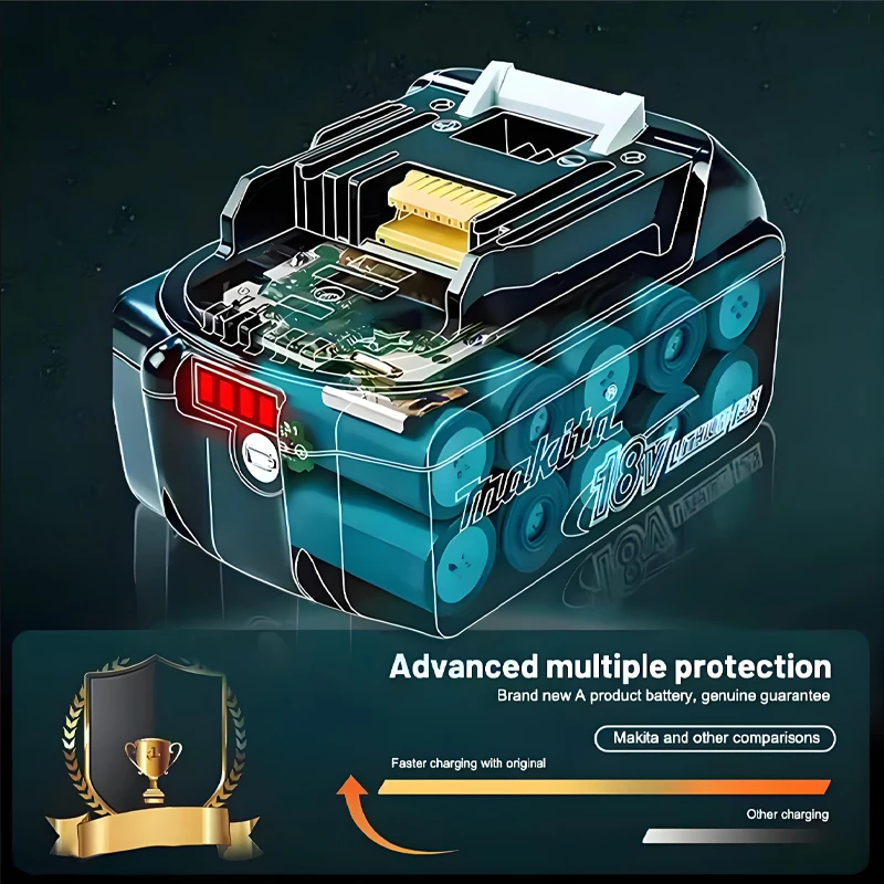 Lithium-ion 100% Original 18V Makita 6.0Ah Rechargeable Battery Charger and DGA404 DTD173 TWO04G DTW700 High-Quality Power Tool.