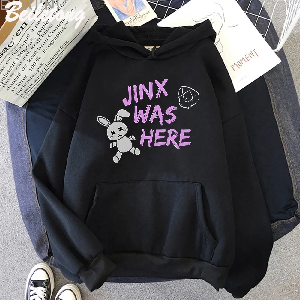 Arcane hoodie jinks here doll rabbit print kawaii aesthetic grunge style graffiti sweatshirt ladies oversized bag