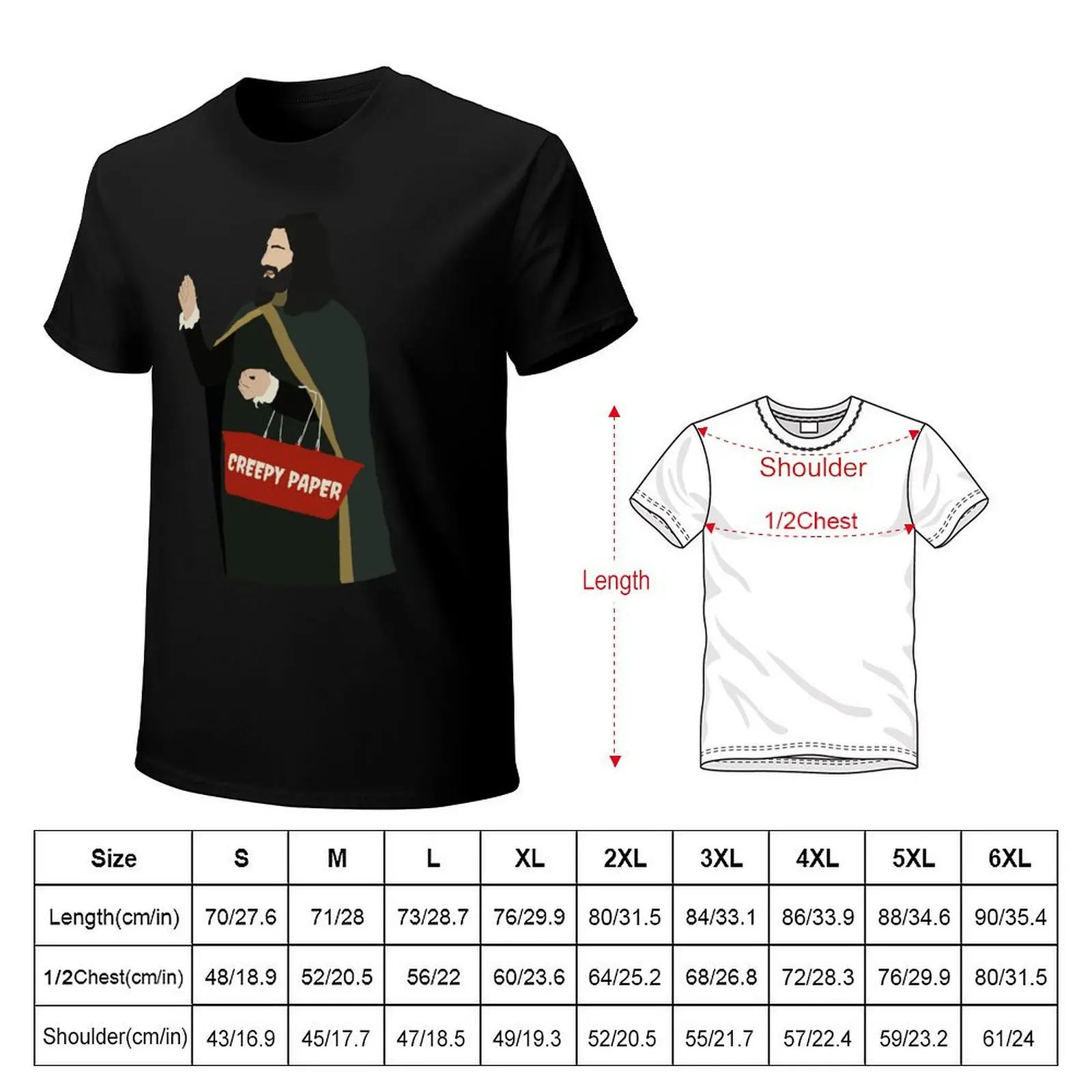 Creepy Paper - Nandor - What We Do In the Shadows Digital Art T-Shirt Work Outdoor Short Sleeve Tee