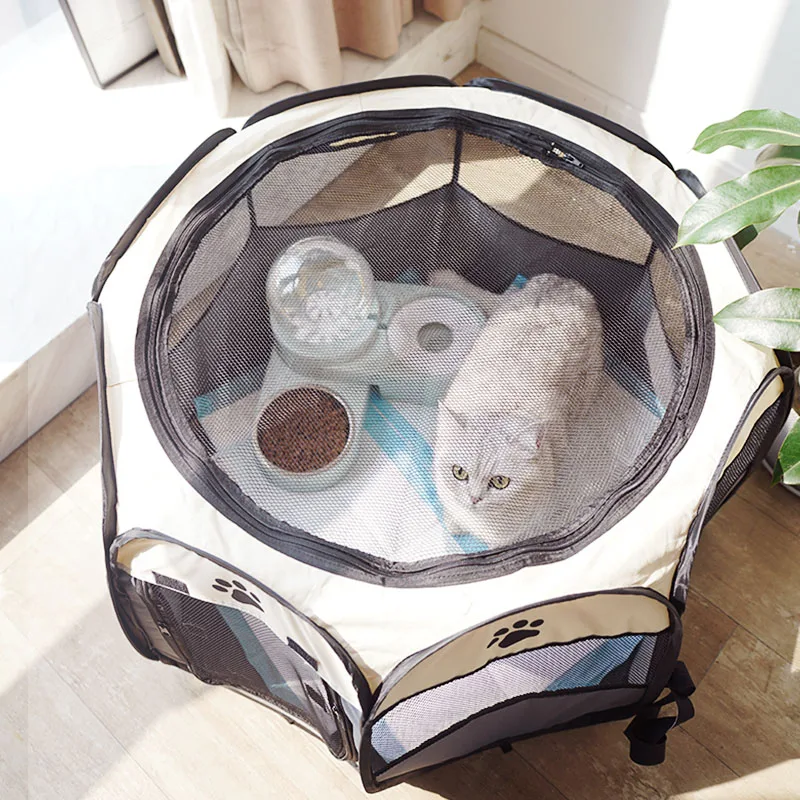 Imagem -03 - Portable Folding Octogonal Pet Tent Gaiola para Cães Cat Delivery Room Playpen Indoor Puppy Kennel Fence Foldable Outdoor Grande Dogs House