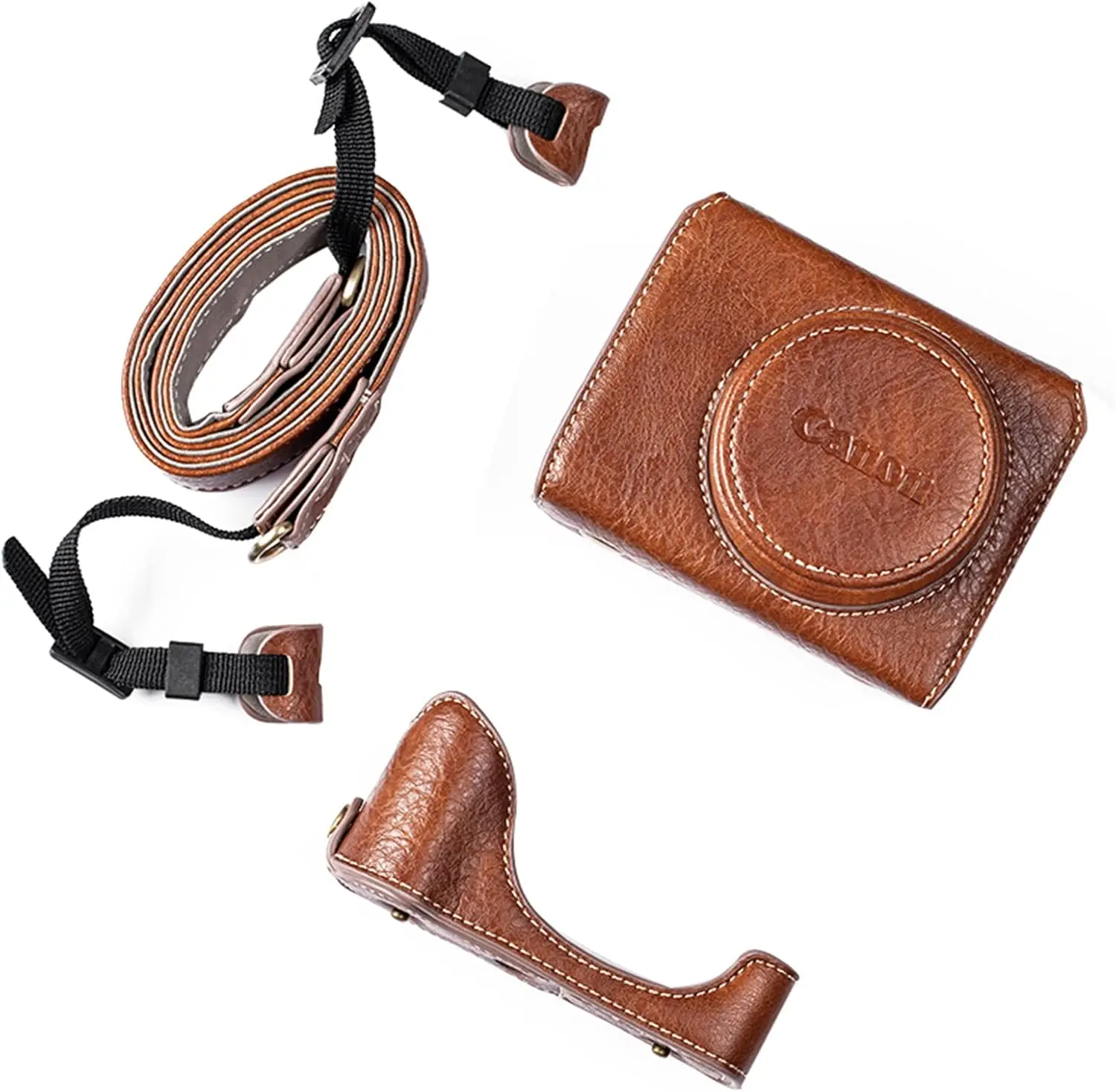 

G7X G7X II G7X III Vintage Leather Camera Case for Canon PowerShot, Protective with Strap