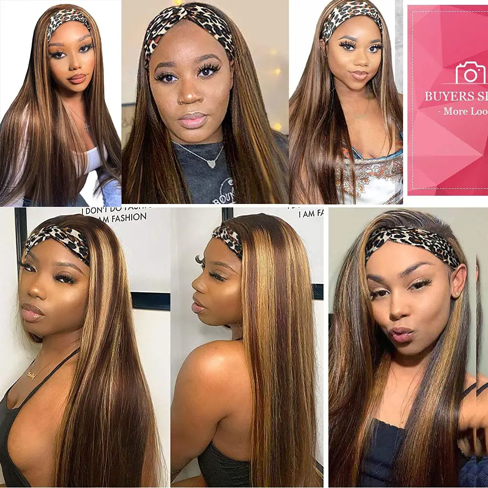 باروكات صناعية بعصابة رأس للنساء، باروكات طويلة مستقيمة، باروكات حريرية مقاومة للحرارة للاستخدام اليومي في الحفلات