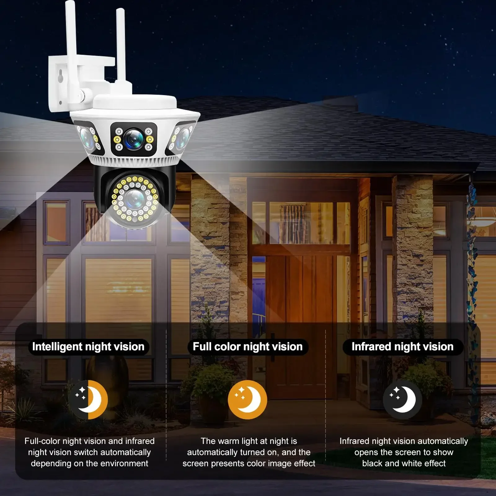 AIOOK-Câmera impermeável ao ar livre do CCTV do IP, áudio 2-Way, visão noturna, câmera de vídeo do YoSEE, visão noturna, HD, 8MP, 4K, vista de 360 °, Ngle