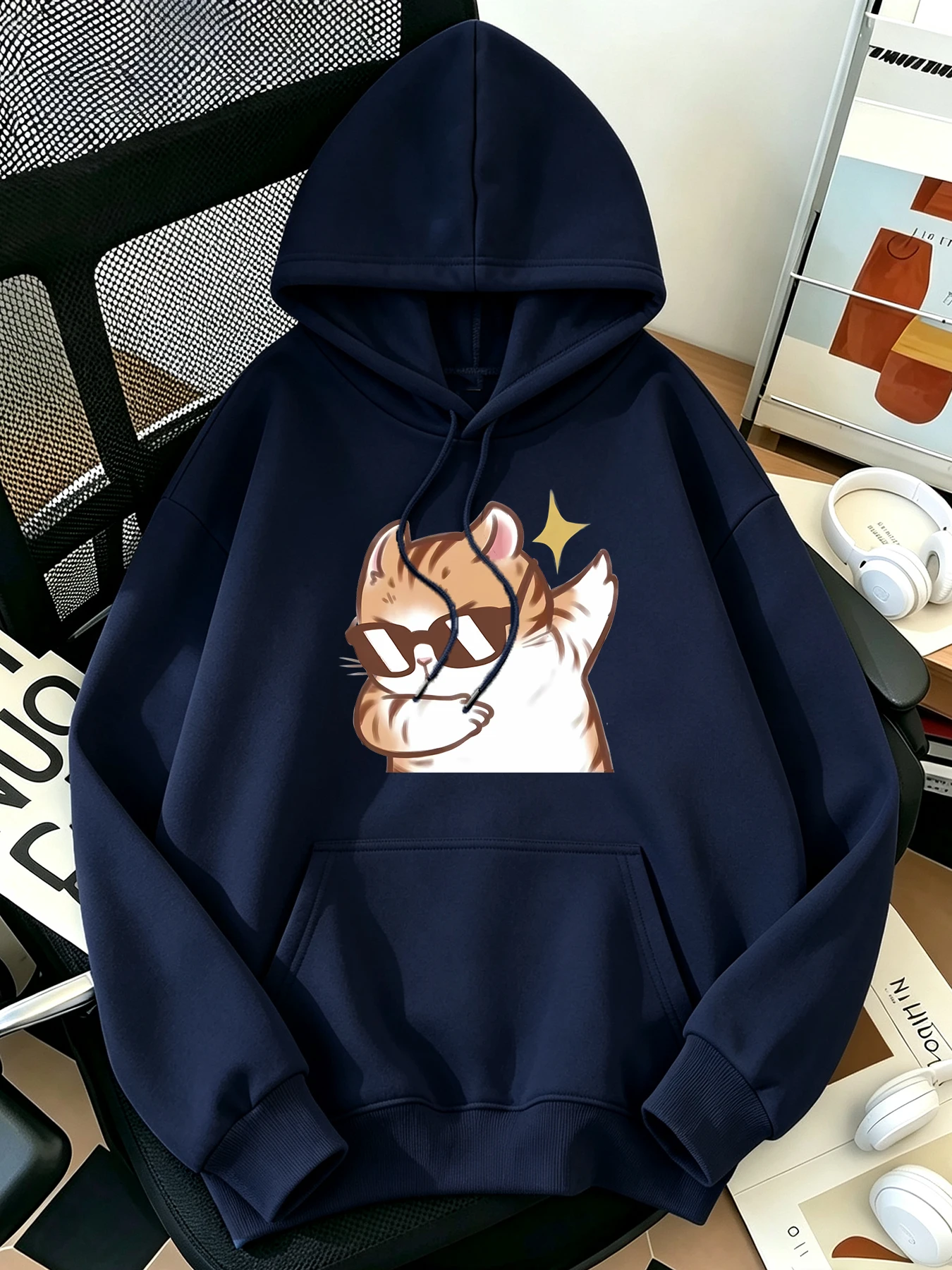 Cool Sunglasses For Cats Pattern Woman Casual Streetwear Hip Hop Street Clothes Autumn Sports Hoodie Breathable Fleece Tops