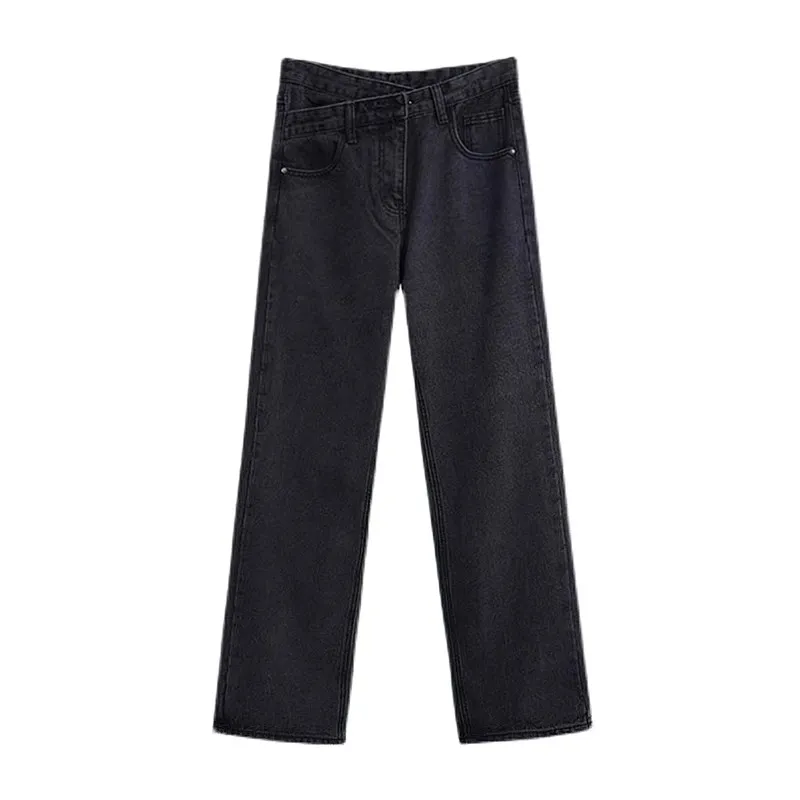 

Прямые джинсы с высокой талией, женские облегающие широкие длинные брюки, осенние новые брюки размера плюс Faion, большие размеры