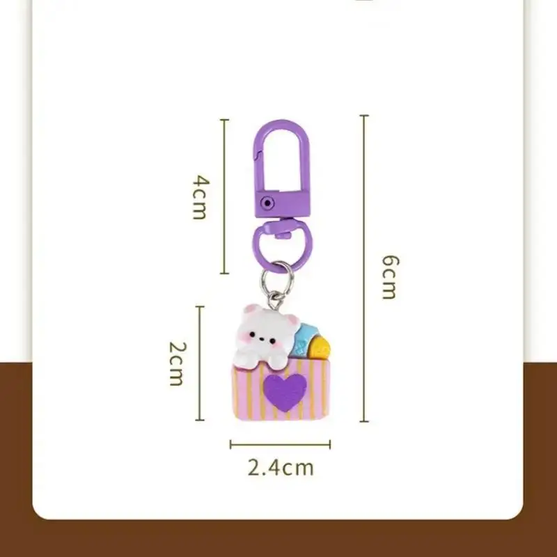 Niedlicher Cartoon-Tier-Schlüsselanhänger für Schlüssel und Accessoires, niedlicher Tier-Schlüsselanhänger aus Harz, DIY-Taschenanhänger, mädchenhafter Schlüsselring – Detail 7