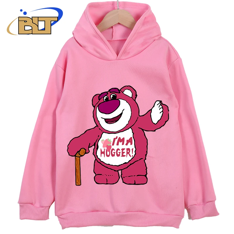 

loto bear printed children's clothing new children's hoodie classic sportswear suitable for boys and girls pink casual top