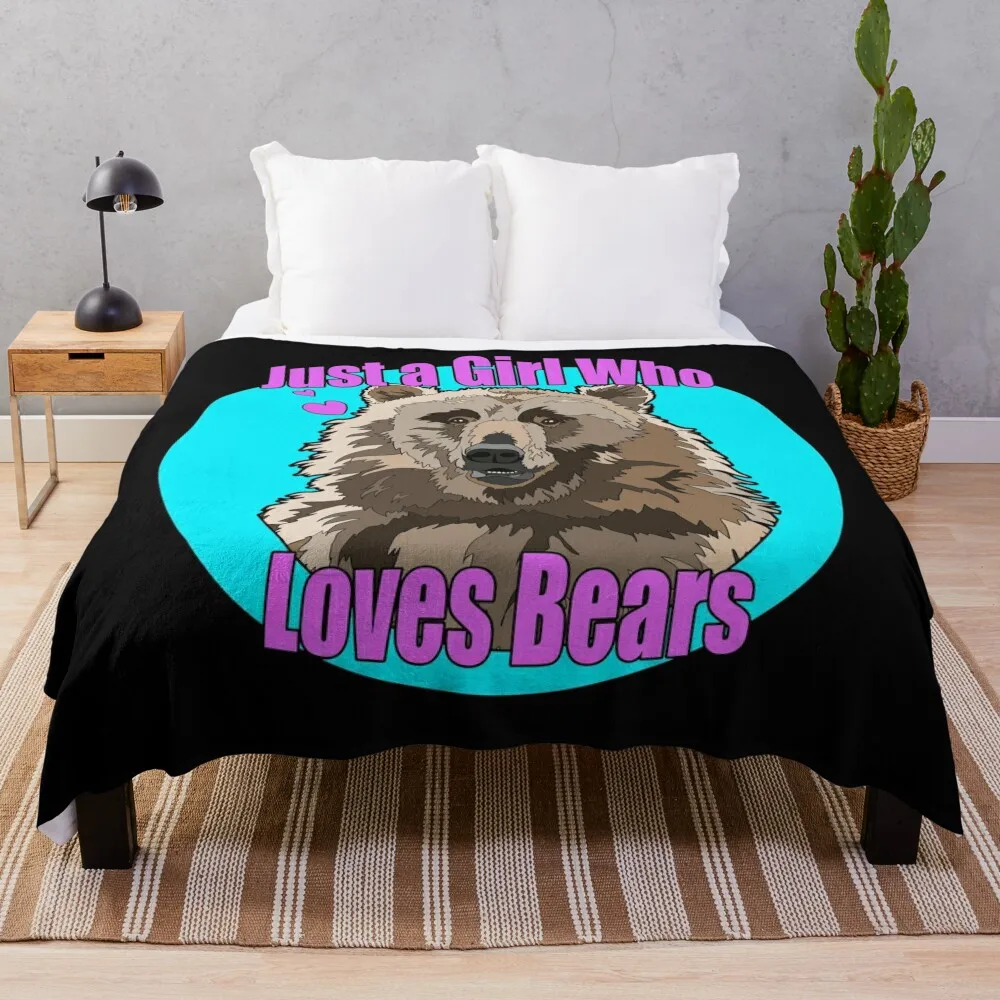 Just a Girl who Loves Bears Gift for Bear Lover Throw Blanket Vintage Sofas Luxury Throw Blankets