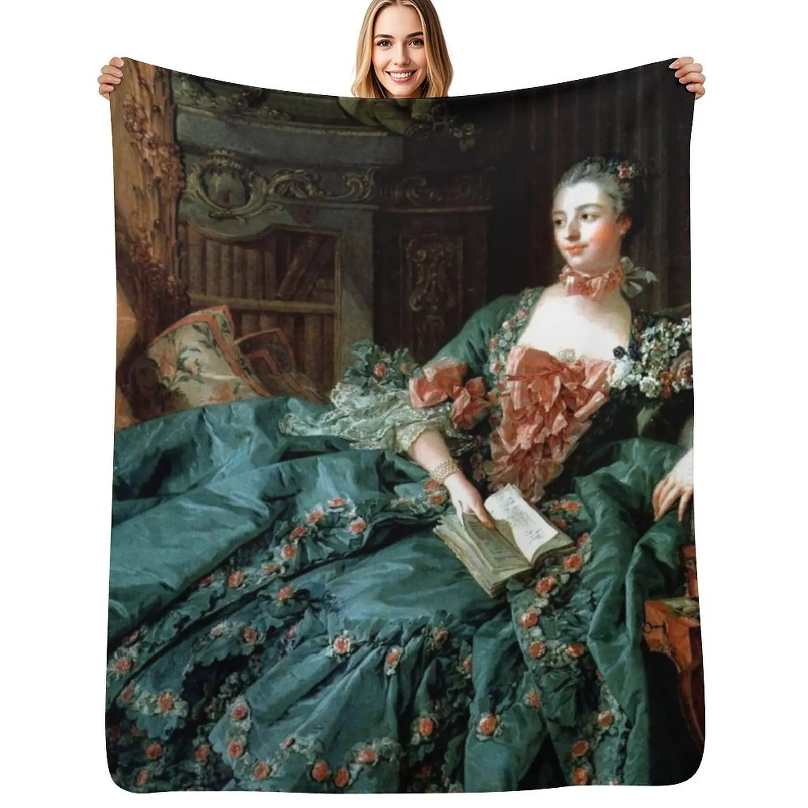 

Madame de Pompadour, by Boucher, Francois Throw Blanket Decorative Sofa sofa bed funny gift For Sofa Thin Blankets