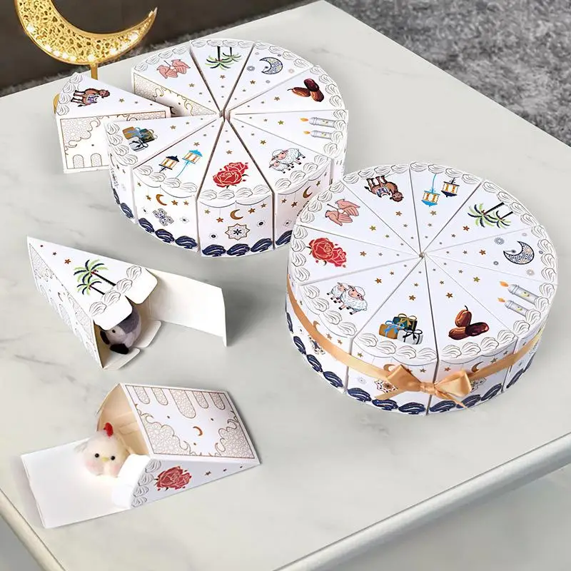 10Pcs Triangular Cake Shaped Paper Gift Box Cookie Candy Baby Shower Favors Treat Kids Birthday Party Dessert Packaging Boxes