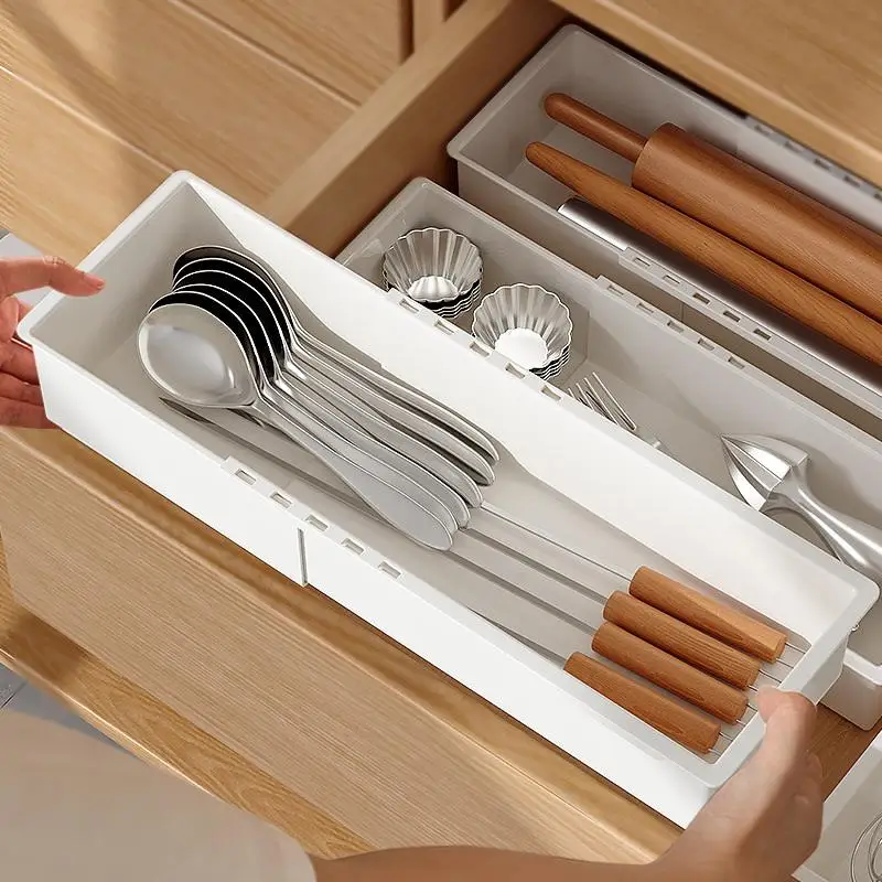 Universal Extendable Drawer Organizer Durable Plastic Multi-Size Desk Drawer Organizer For Makeup Cosmetic Bedroom Dressers Tool