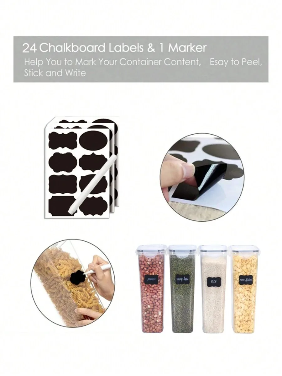 1/3/5/7 قطعة برطمانات تخزين المواد الغذائية قابلة لإعادة الاستخدام البلاستيك الغذاء مختومة الجرار مع أغطية لتخزين المواد الغذائية المطبخ مع علامة ورق التسمية