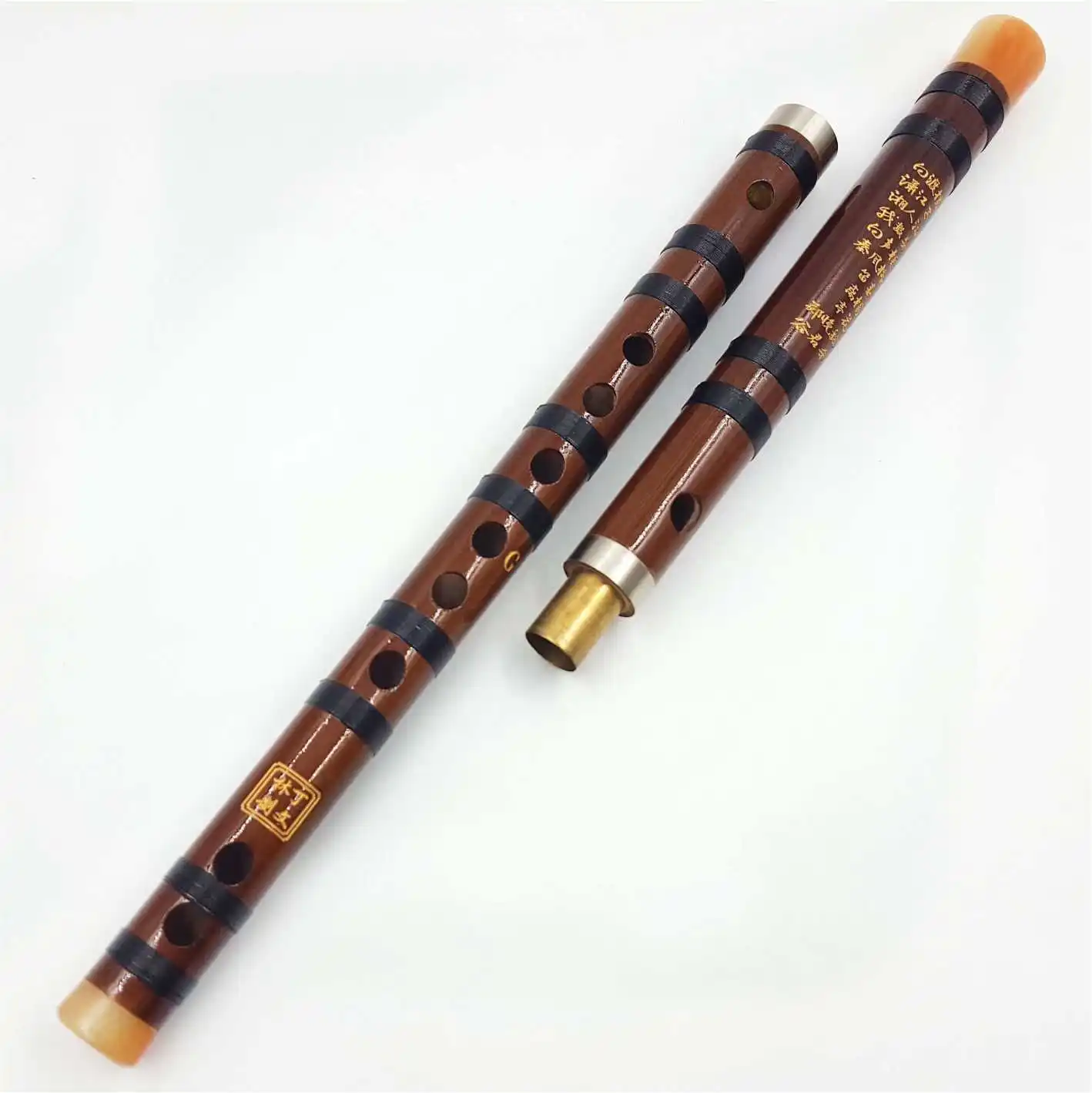 Flute, professionally refined single-insert bitter bamboo flute in C/D/E/F/G key, two sections removable