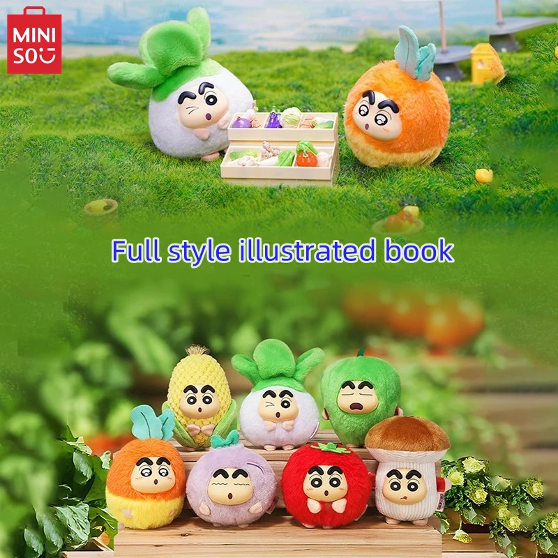 MINISO Crayon Shin-chan Enamel Small Puppet Head Shin-chan Plush Blind Box Anime Vegetable Model Children's Toy Christmas Gift