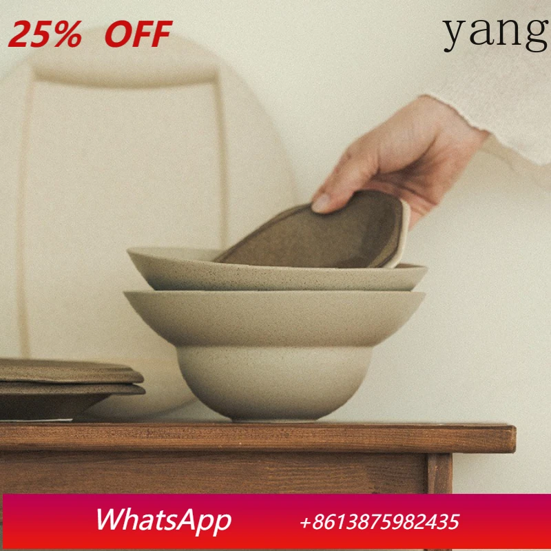 Tazón hondo abierto retro LMM, vajilla de cerámica para curry, tazón para fideos, tazón para sopa