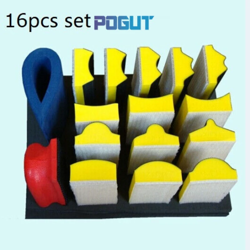 16pcs /set Abrasive Block Hand Sander Pad Base for Hook Loop Sanding Disc Paper