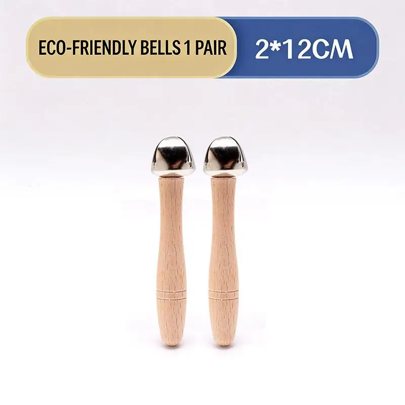 Sustainable Wooden Music Toy Sand Drum and Bells for Kids Early Education