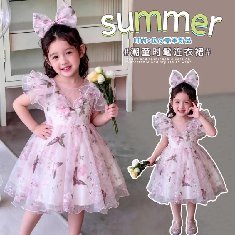 

Girl Tutu Skirt Birthday Pink Princess Skirt 2026 New Sweet and Cute Baby Sleeveless Flower Girl Dress