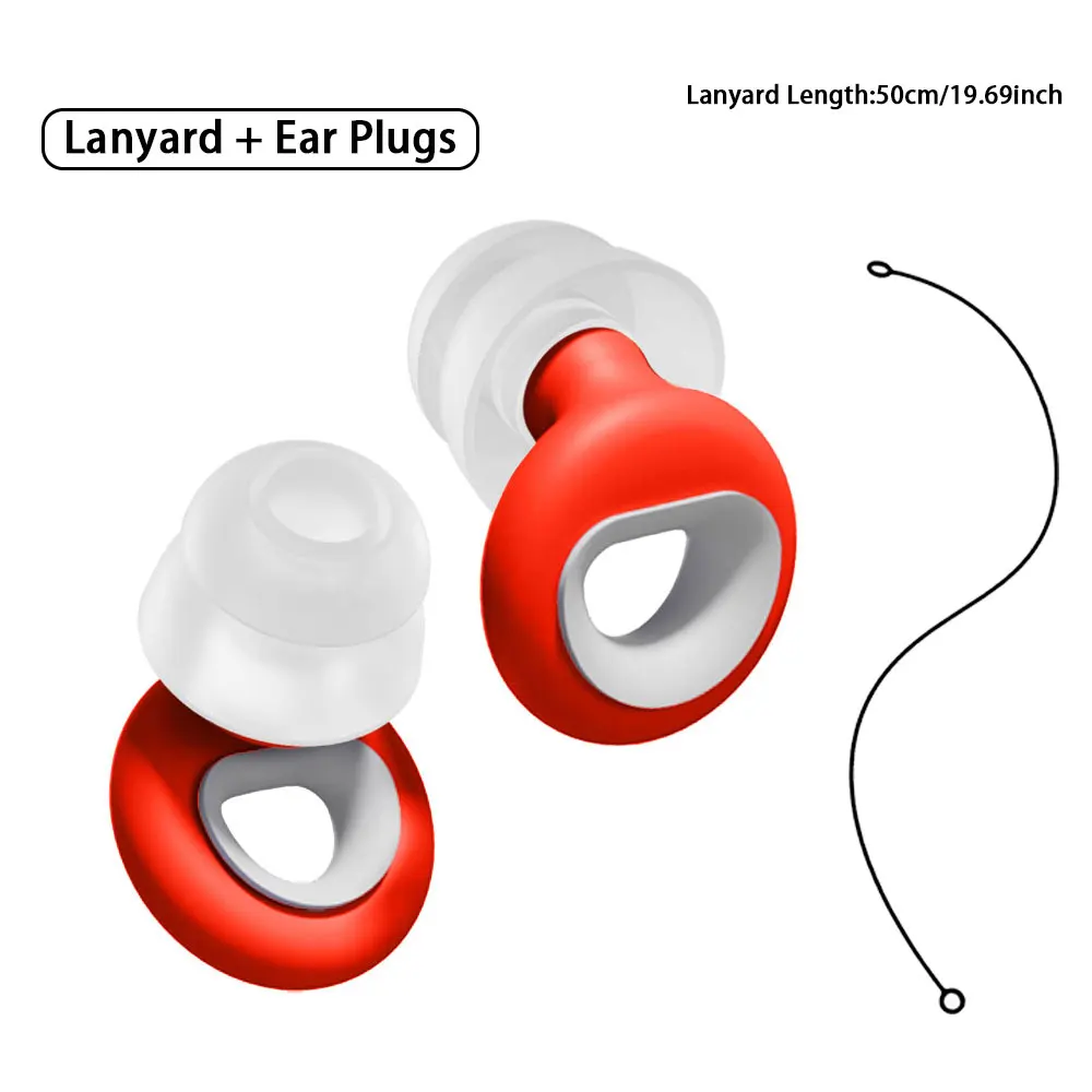 For Light Sleepers: Double Layer Silicone Earplugs With Silicone Lanyard, Alleviate Noise Disturbance During Nighttime And Swimm