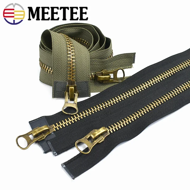 8# 70-120cm Metal Zipper Double Slider Open End Two Way Zip for Coat Down Jacket Tent Repair Kits DIY Clothes Sewing Accessories