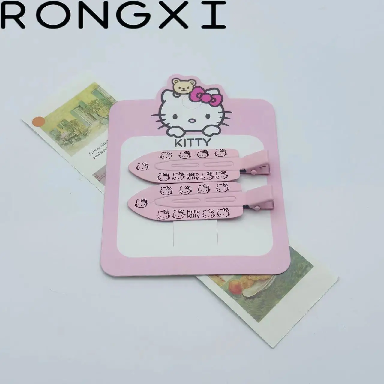 2pcs 헬로 키티 원활한 머리핀 귀여운 만화 Sanrio BB 헤어 클립 액세서리 소녀 머리 장식 앞머리 클립 달콤한 헤어 클립 선물