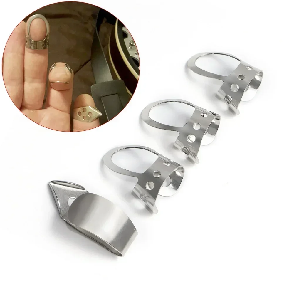 

4pcs Finger Picks Tone Deaf Music Metal Fingerstyle Picks Guitar Pick For Banjo Dobro Resonator Acoustic Guitar Accessories