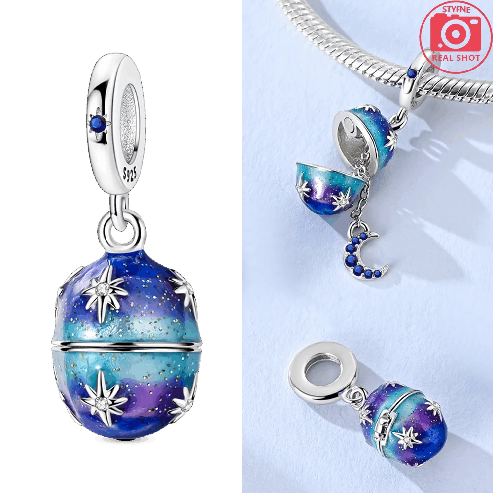 Charms Silver 925 Dreamy Stars Moon Easter Egg Pendants Fit Charms Plata 925 Original Bracelet Beads Women Jewellery Making Diy