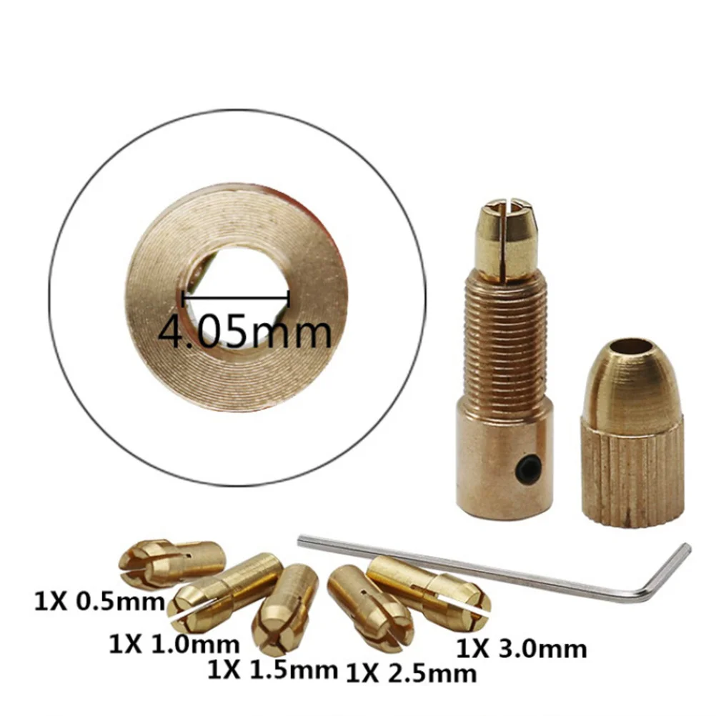 Mandrin de perceuse électrique en laiton, ensemble pour outils rotatifs, Micro pince auto-serrante, matériel pour projets de perçage du bois, outil rotatif 7 pièces