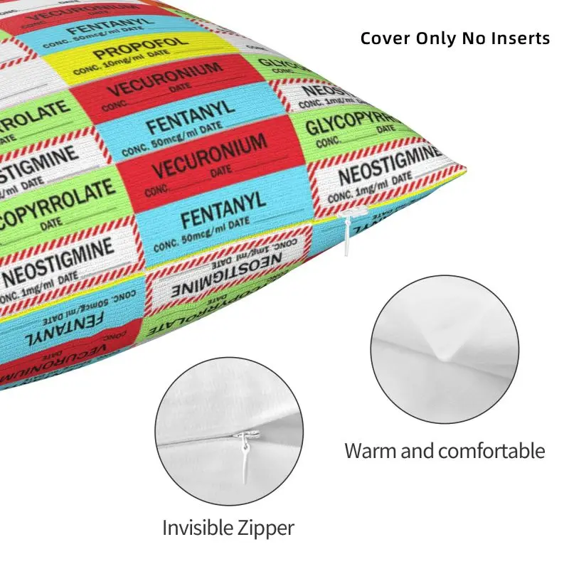 맞춤형 마취 약물 라벨, 의사 간호사 병원 쿠션 커버, 부드러운 북유럽 던지기 베개, 45x45cm