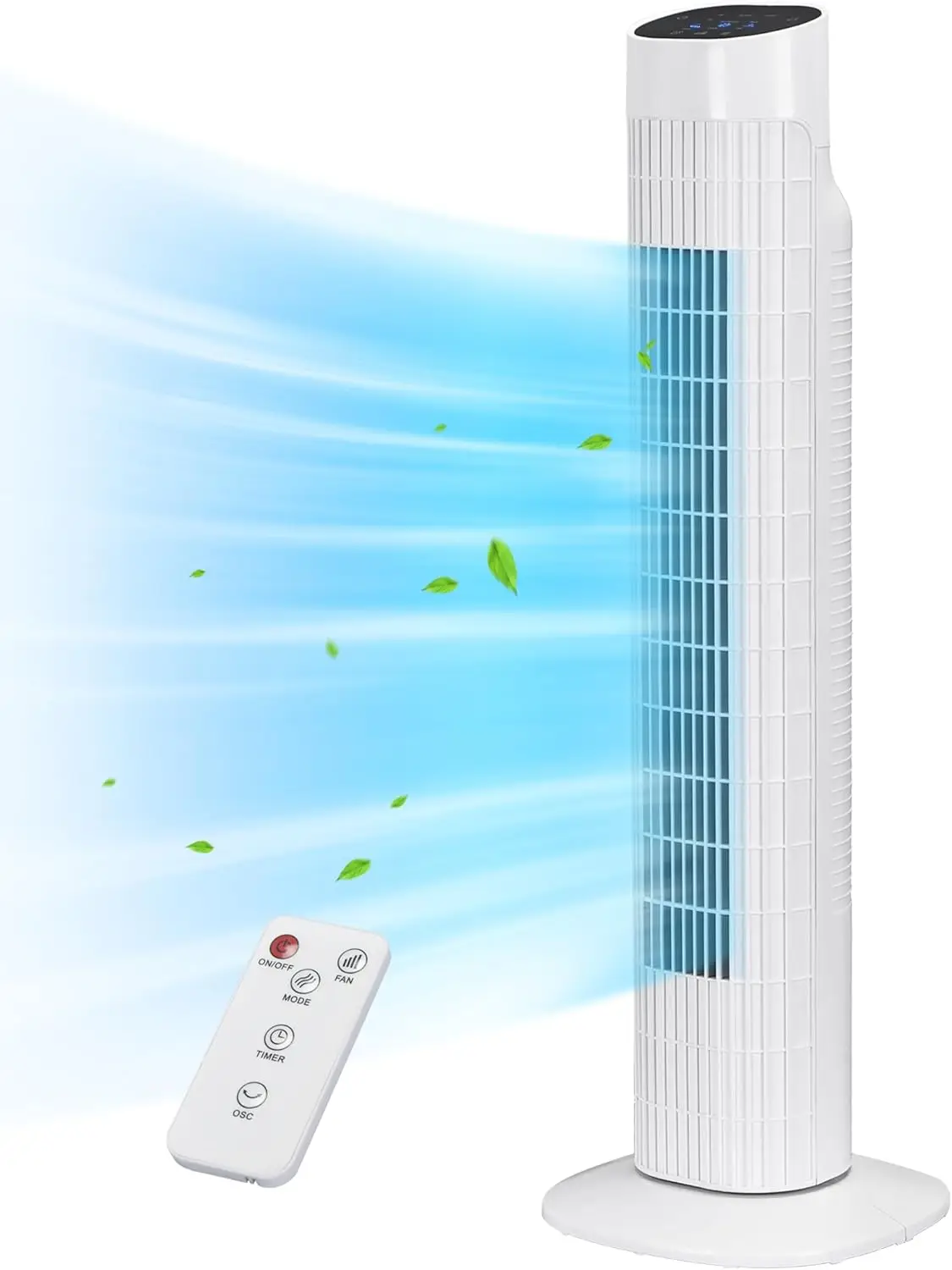 

Tower Fan for Bedroom, 120° Oscillating Standing Fan with Quiet Sleep Mode, 3 Speeds & 3 Modes, 7.5H Timer, Remote/Tou