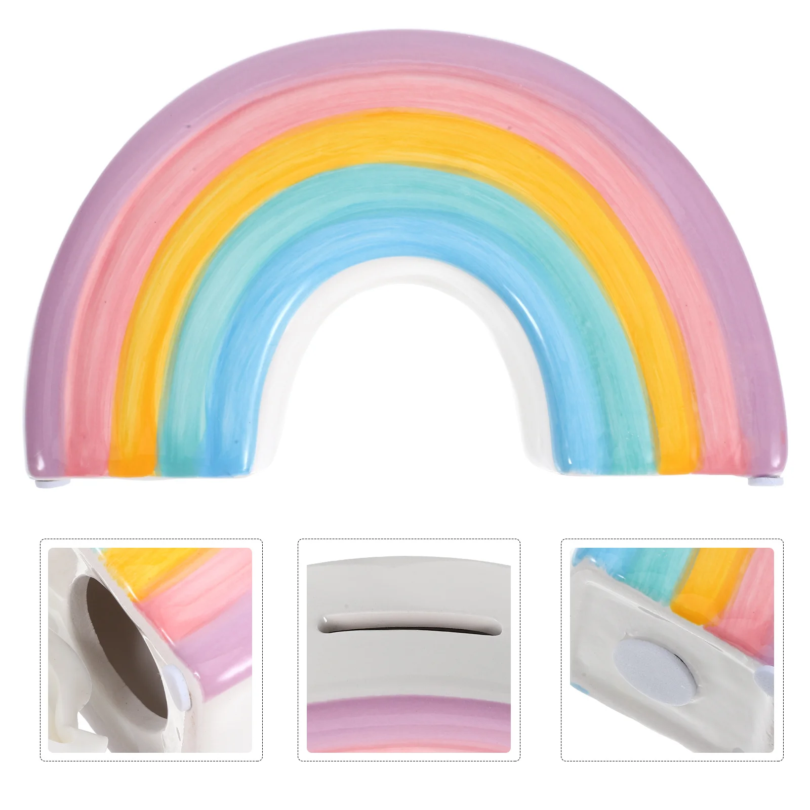 

Cute Rainbow Coin Bank Large Capacity Storage Pot for Daily Saving Coins Changes Bills Room Ornament Rainbow Piggy Bank