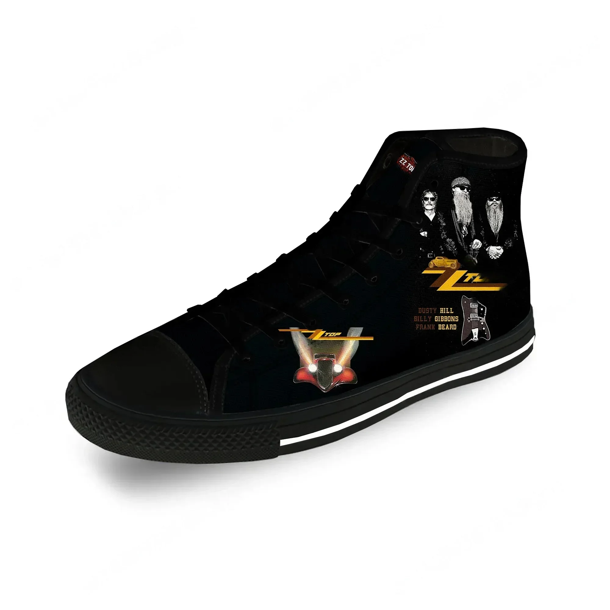 Top Blues Rock Band ZZ Singer Cool Casual Cloth Fashion 3D Print High Top Canvas Shoes Men Women Lightweight Breathable Sneakers