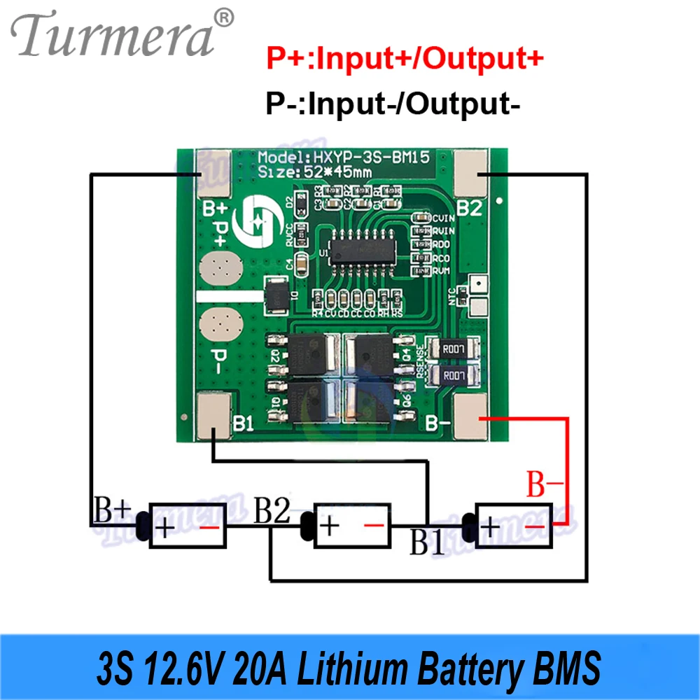 Turmera 12V Contenitore batteria 3X7 18650 Supporto 3S 20A BMS DC 12V a 5V QC3.0 2 * Displayer USB per la sostituzione