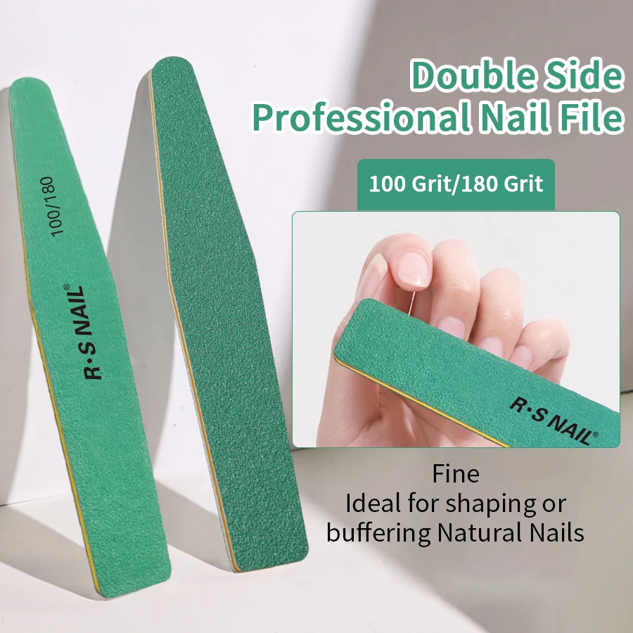 RS NAIL Double-sided Nail File Blocks Washable Wear-resisting Sandpaper Strong Thick Nail Buffer Sanding Nail Accessories Tools