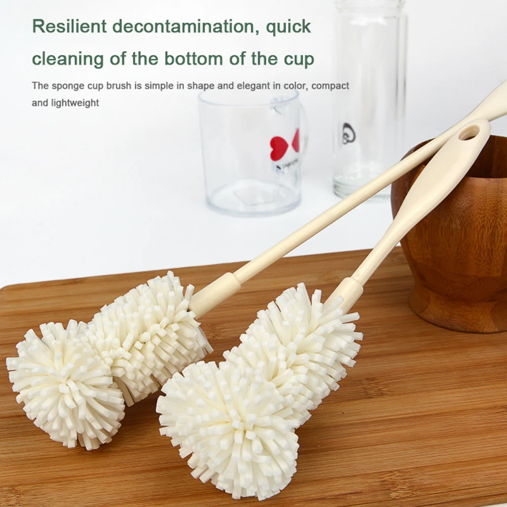 Household Long Handle Sponge Brush Cup Scrubber Glass Cleaner Drink Wineglass Bottle Brush Kitchen Cleaning Tool