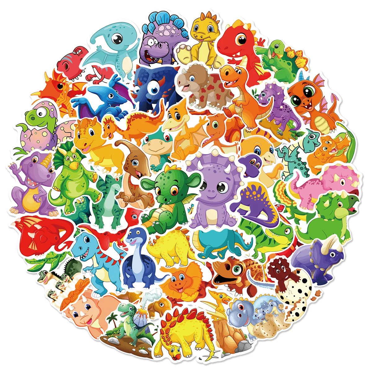 10/25/50pcs Cute Cartoon Dinosaurs Stickers PVC for Scrapbook School Supplies Stationery Water Bottle Phone Decal Kids DIY Toy