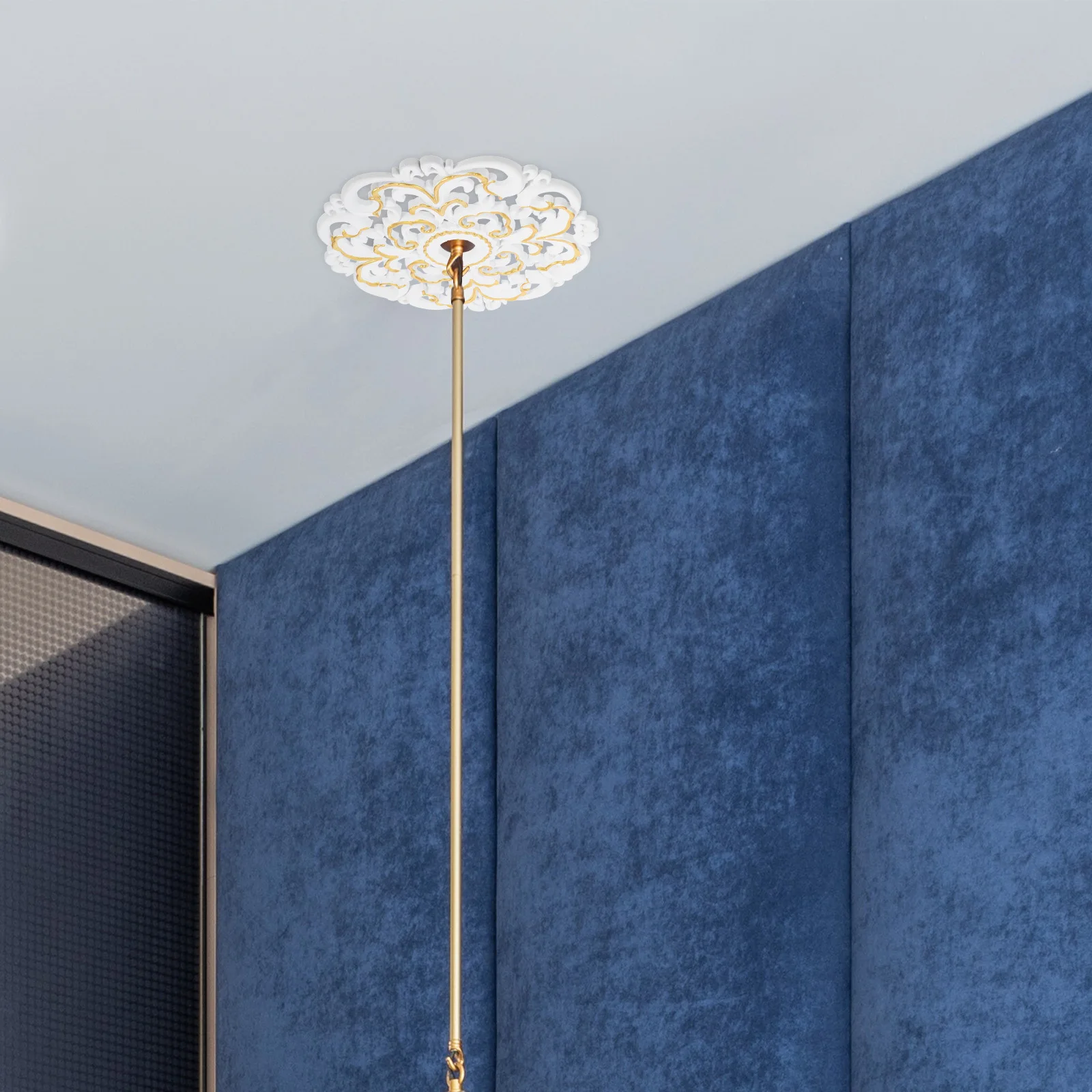 

Lightweight Carved European Style Round Ceiling Medallion Split Design Decorative Ceiling Light Fan Chandelier Plate