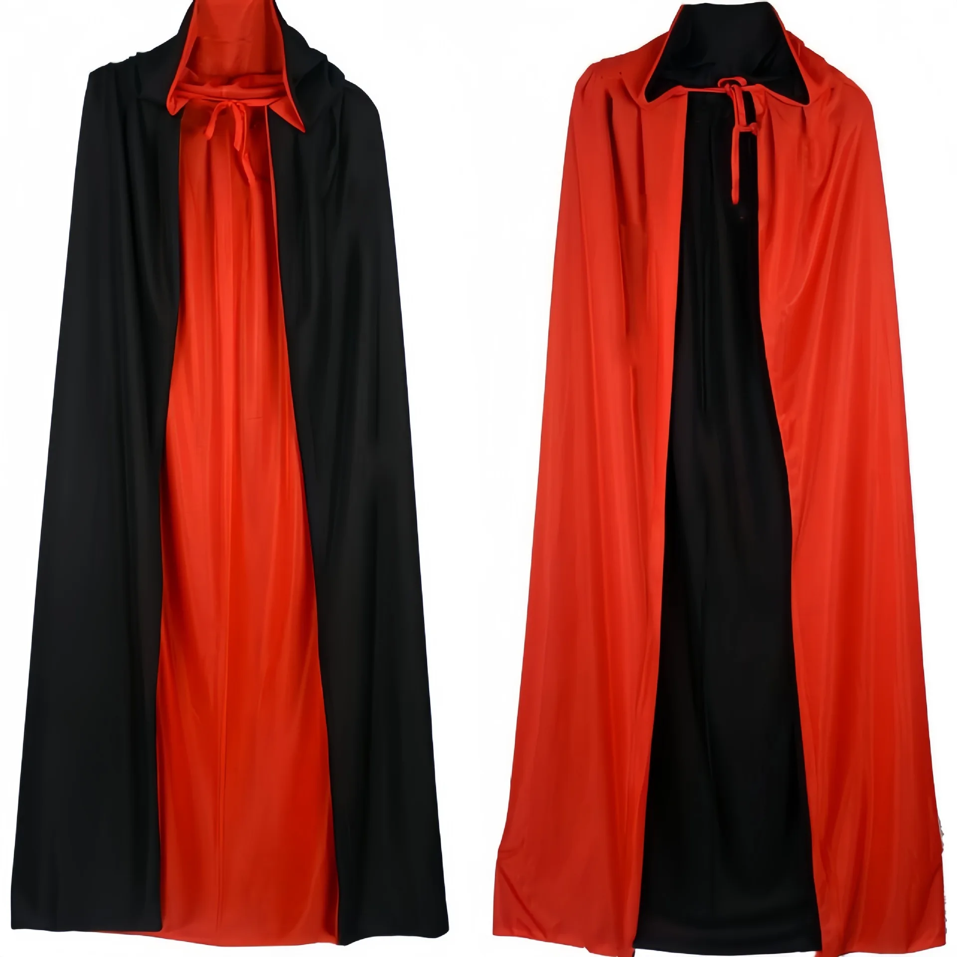 Halloween Cloak Adult and Children Makeup Costume Props Red and Black Standing Collar Death Cloak Cloak Black Double Sided