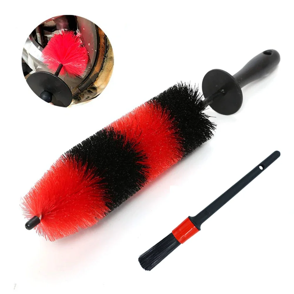 1PC Multifunction Wheel Wash Brush Car Truck Motor Engine Grille Wheel Wash Brush Tire Rim Cleaning Tool 17Inch Long Easy Reach