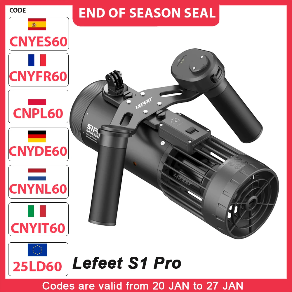 Lefeet S1 Pro Underwater Sea Scooter 4.2Mph Electric Jet Ski Propeller Scuba 40m Diving Motor Water Scooter Snorkel Equipment