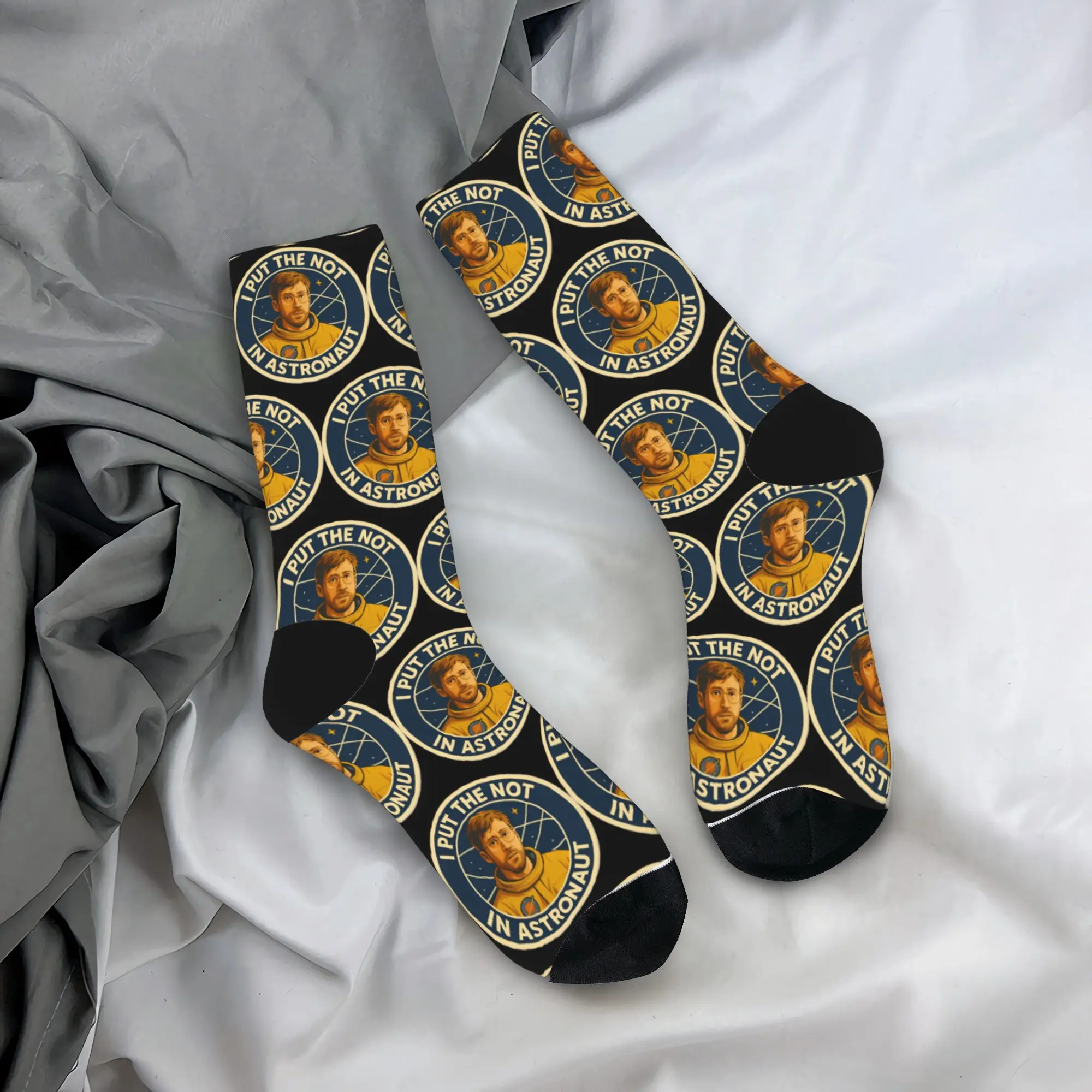 I Put The Not In Astronaut Space Badge Project Hail Mary Socks Non Slip Stockings Men Quality Climbing Socks Spring Funny Socks