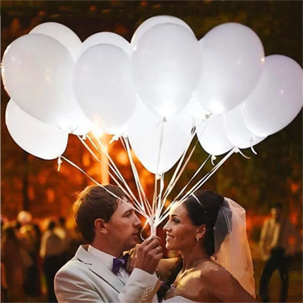 White LED Light Up Latex Balloons Non Flashing Party Balloon Lights Long Standby Time for Dark Party Supplies Wedding Decoration