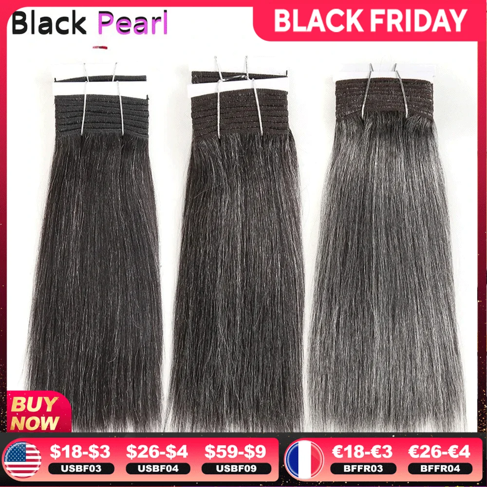 Sleek Yaki Straight Gray Hair Bundles Brazilian Hair Weave Bundles Silver Grey  #44 #34 51# For Black Remy Human Hair Extensions