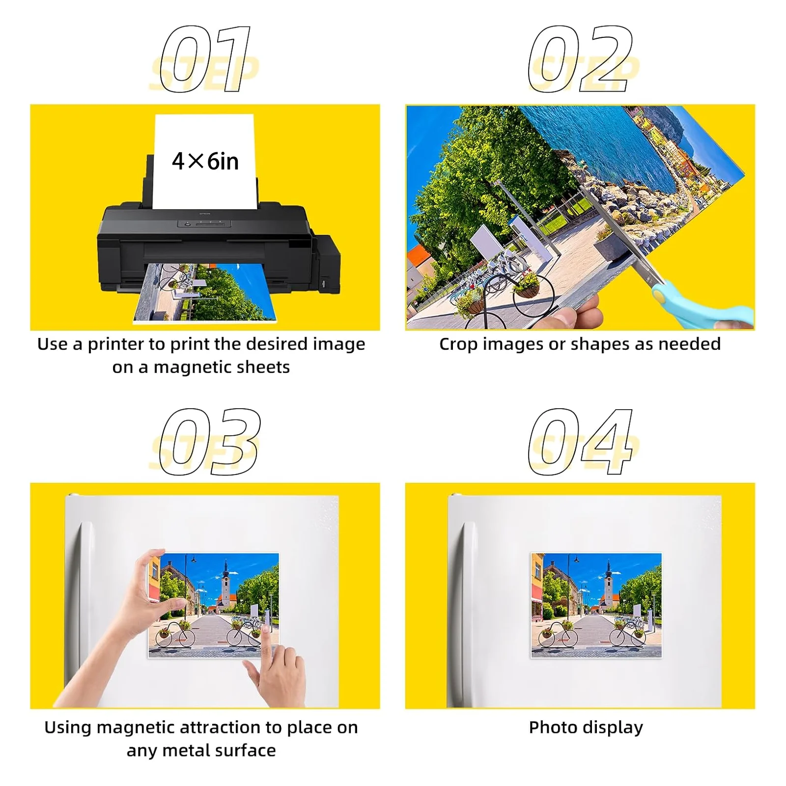 10 Sheets 4x6inch Magnetic Photo Paper Matte Finish Flexible Inkjet Printable Sheets for Home & Office Use (15.2×10.2cm)