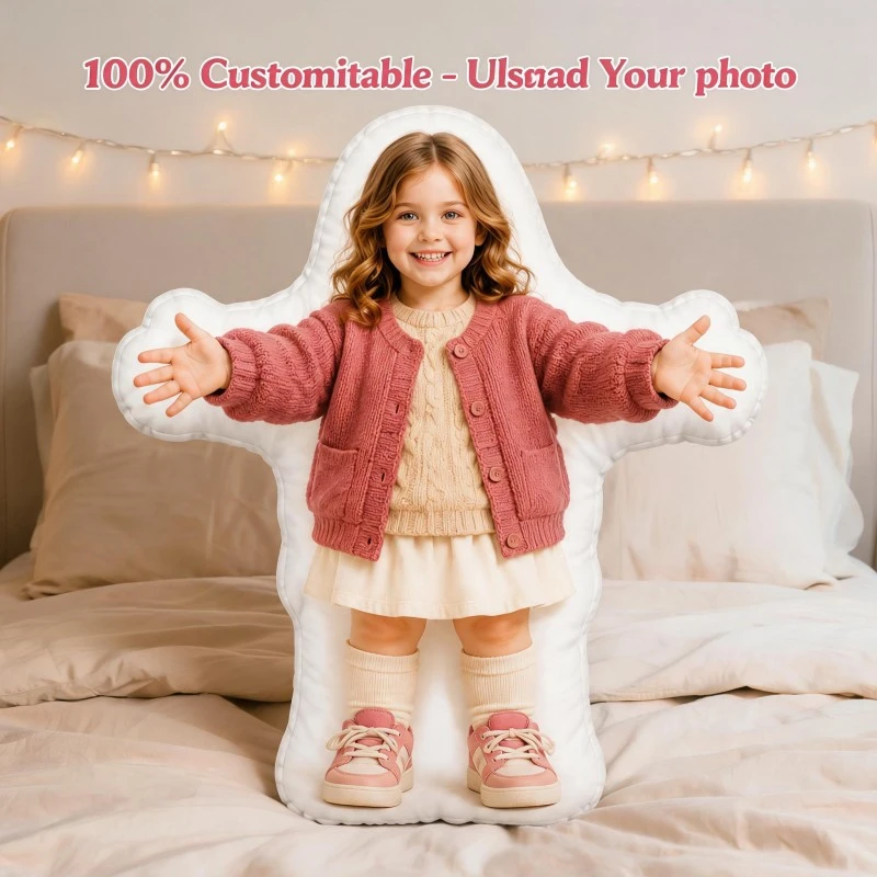 Custom Personalized Photo Shaped Pillow, Full Body Portrait Decorative Cushion, Unique Home Decor Accent for Sofa & Bedroom, Mem
