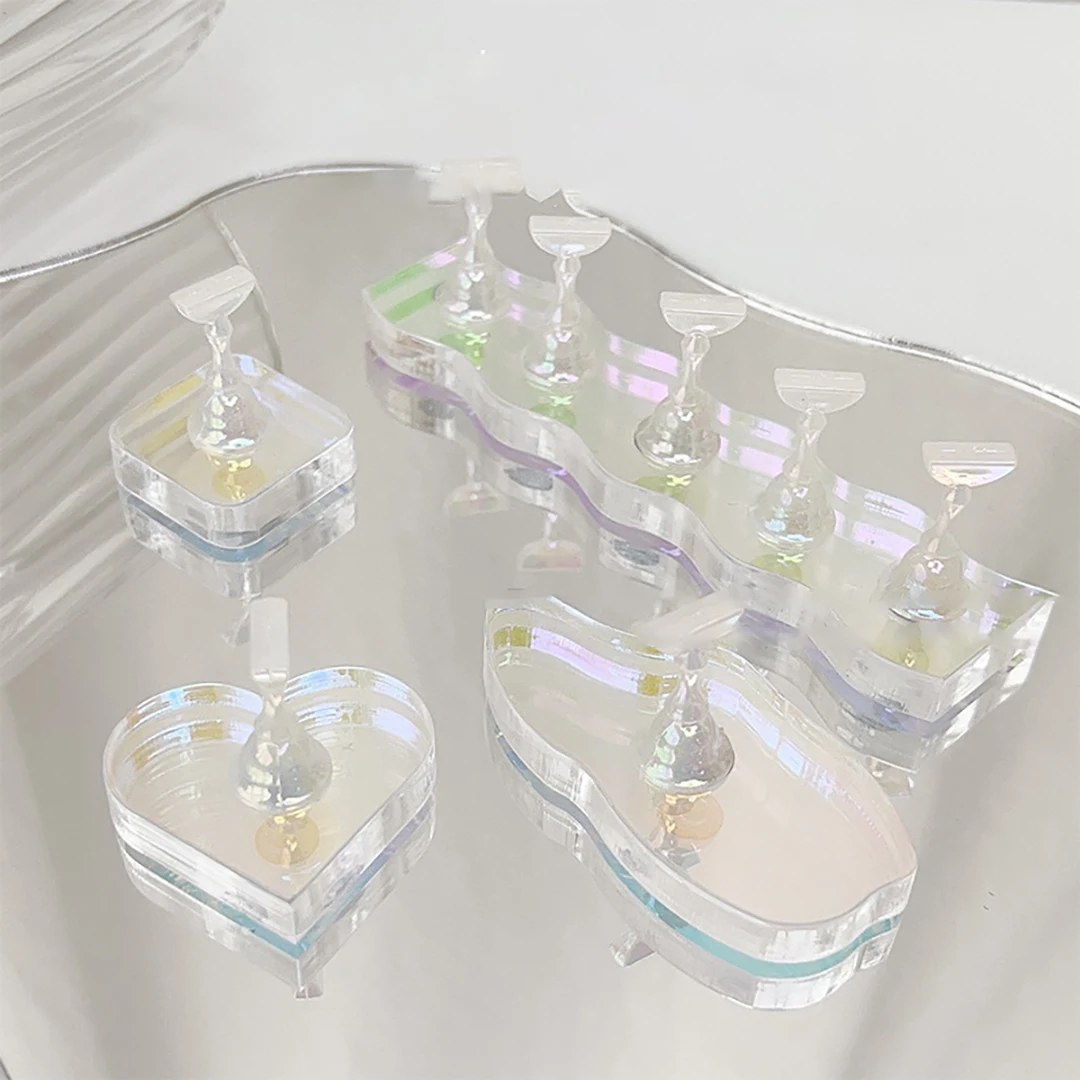 

Aurora Acrylic Nail Holder with Base Showing Shelves Nail Stand for Press on Nails Fake Nail Tips Training Display Tools